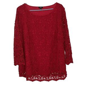 Talbots Crimson Floral Lace Top